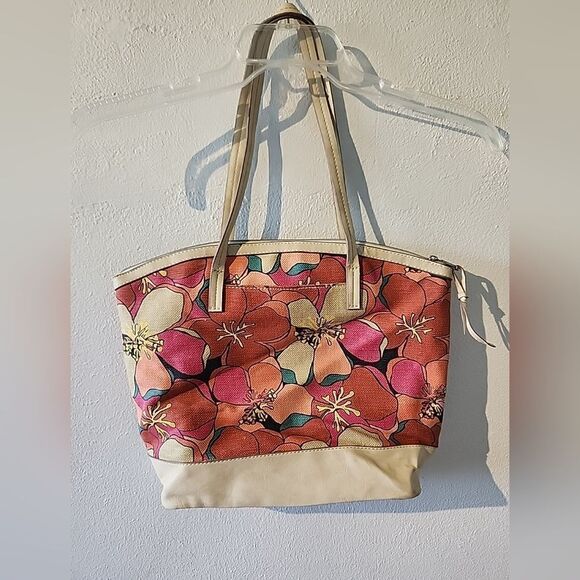Relic Floral Canvas Floral Tote Bag Purse Zip Top Summer Hadley Fossil - Picture 6 of 13